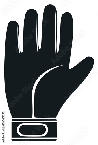 Black Glove with Wrist Strap, Hand Protection Silhouette