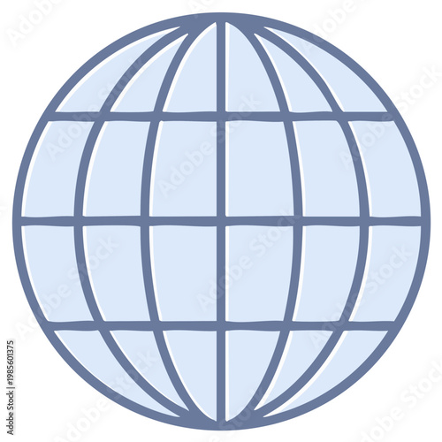Simple Globe Icon With Lines Indicating Latitude And Longitude