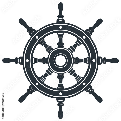 Ship Steering Wheel Navigation Tool Symbol Isolated Marine Element