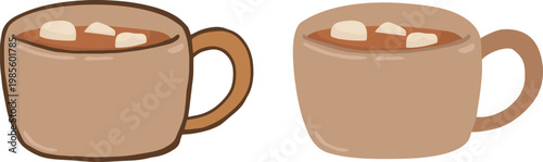 Coffee Cup With Iced Black Coffee Hand Drawn illustration