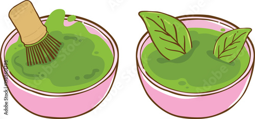 Matcha Tea Cup Hand Drawn Illustration
