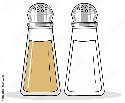 Salt and pepper shakers illustration isolated on white background