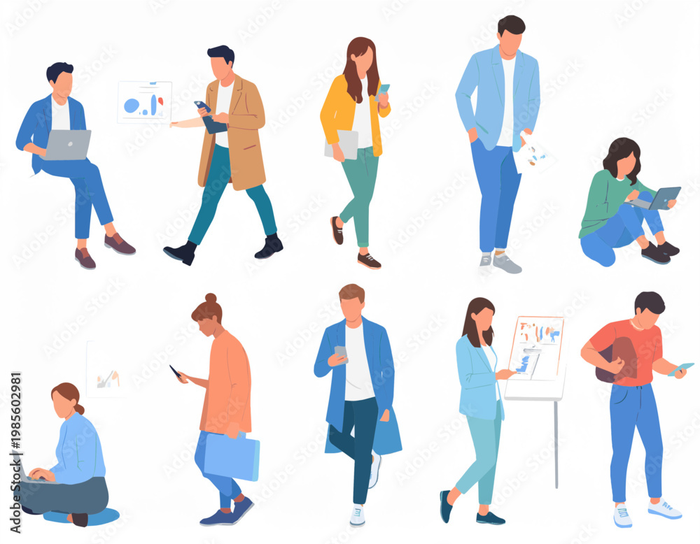 Fototapeta premium Modern Business People Lifestyle Flat Icons