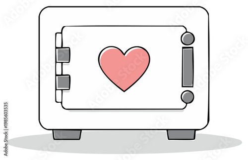 Safe with a Heart Graphic Illustration Security of Love and Caring