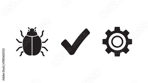 Bug Fixing Concept with Checkmark and Gear Icon