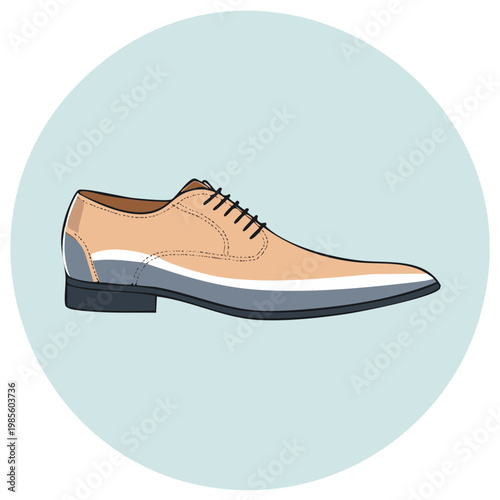 Classic men's lace-up dress shoe illustration elegant formal footwear brown and grey