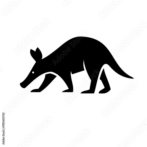 Aardvark Silhouette Vector Logo Icon. African Wildlife Animal Graphic Symbol Isolated on White Background.