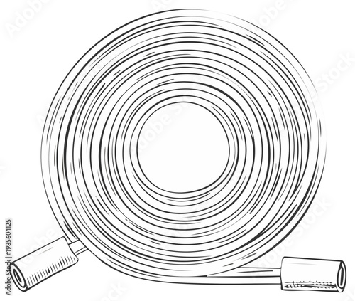 Vector Drawing of Skipping Jump Rope Workout Equipment