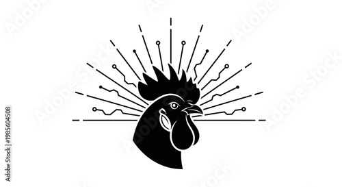 Black silhouette of a rooster's head.