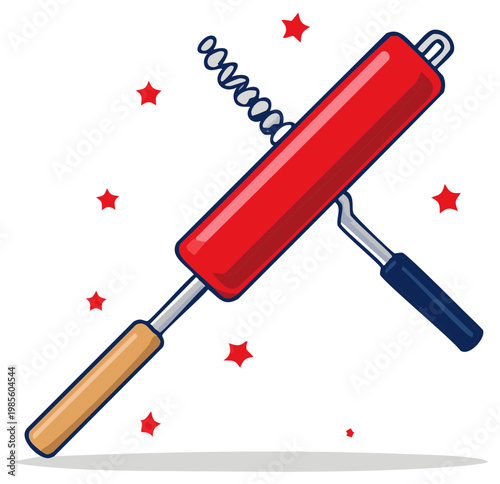 Fun Cartoon Style Corkscrew Wine Opener Tool with Stars Simple Design