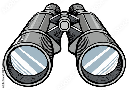 Forward facing binoculars vector illustration for search, vision, and exploration concepts
