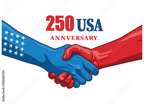 Celebrating the 250th anniversary of the united states of america with a handshake symbol