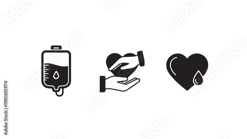 Blood Donation and Heart Health Symbols