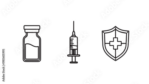 Medical icons for health protection and vaccination