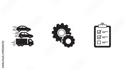 Car Maintenance and Inspection Checklist Icons