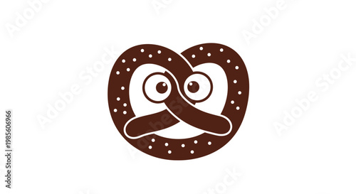 Chocolate Pretzel with Cartoonish Facial Expression.