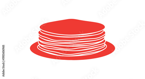 Stack of Red Plates on Top.