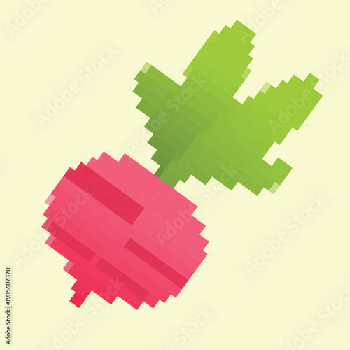 Illustration pixel art of an vegetables radish