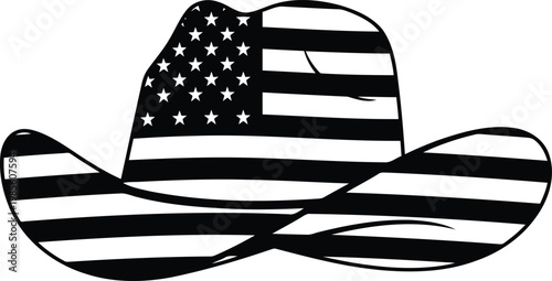Cowboy hat with us flag design american republic vector illustration.