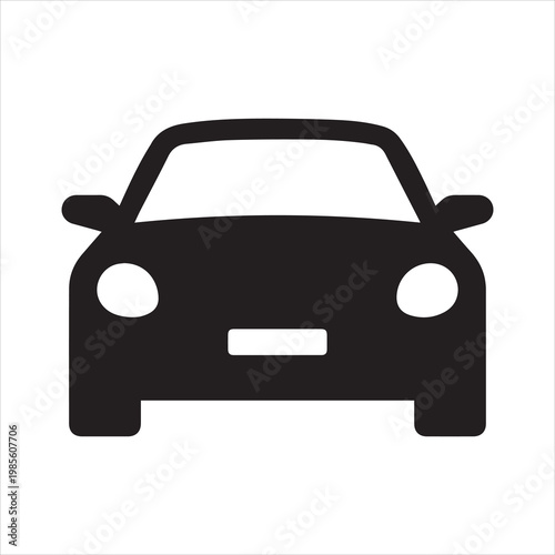 Car icon. Auto vehicle isolated. Transport icons. Automobile silhouette front view. Sedan car, vehicle or automobile symbol on white background - stock vector.
