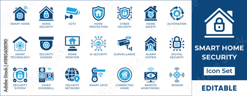 Foto Smart home security and automation icon set