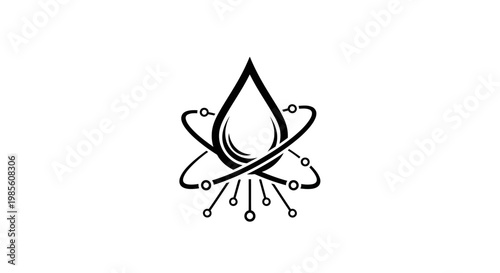 Black and white water drop logo design.