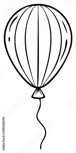 Simple Line Drawing of a Hot Air Balloon with a Dangling String