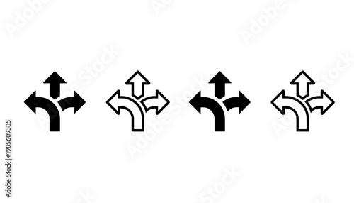 Four black and white arrows pointing in different directions on a stock vector