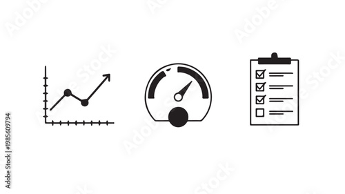 Business icons for growth and performance analysis