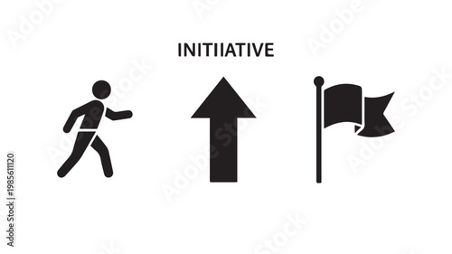 Motivation and Leadership Concept with Initiative Icons