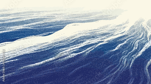 Abstract blue ocean waves background with white foam