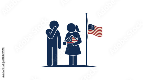 People Respecting the American Flag