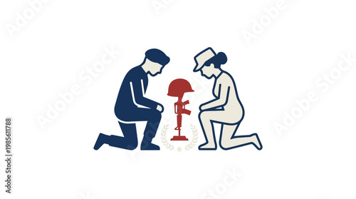 Memorial Day Remembrance Kneeling Figures  War Memorial