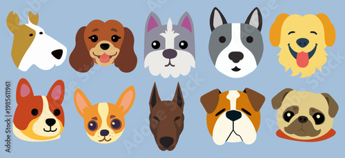 Seamless Pattern Of Cute Dog Faces