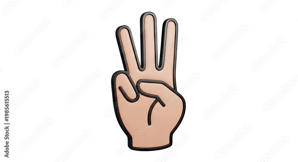 Obraz premium Three Fingers Up Hand Gesture