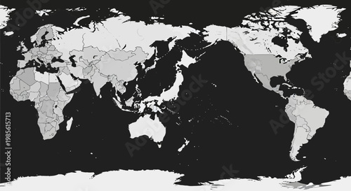 World Map with Shaded Countries Representing Data Distribution