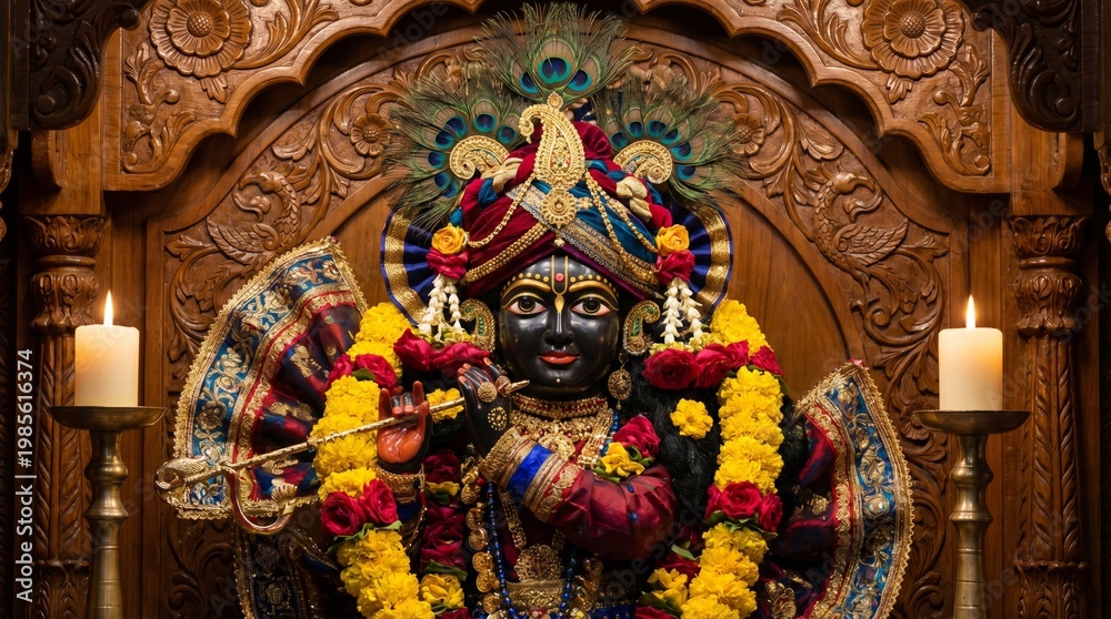 Fototapeta premium Ornate Jagannath Deity in Temple Setting