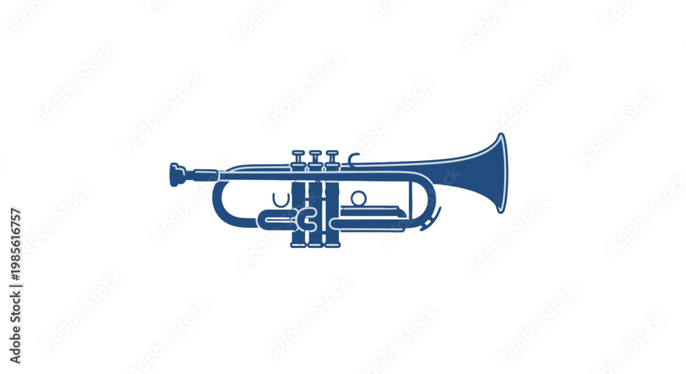 Obraz premium Blue Trumpet Illustration.
