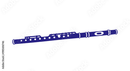 Blue Flute Instrument with White Keys.