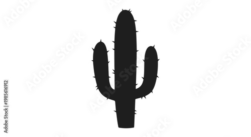 Black Silhouette of a Cactus Plant.
