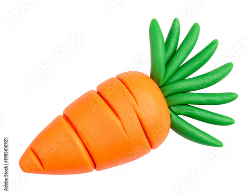 3d play doh clay orange carrot with green leaves