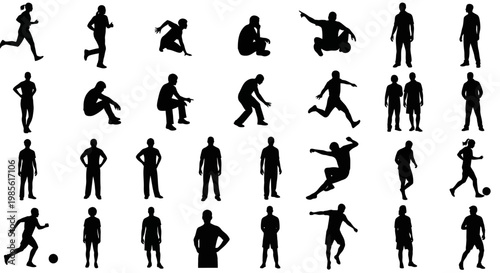 Diverse Human Silhouettes: Actions, Poses, and Sports Activities Collection
