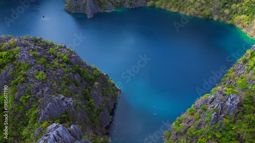 Barracuda Lake limestone Coron, Palawan, Philippines. Nice aerial view drone