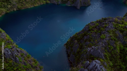 Barracuda Lake limestone Coron, Palawan, Philippines. Best aerial view drone