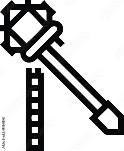 Medieval Spiked Mace and Ladder Icon Symbol for Strength and Progress