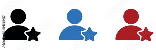 Professional Favorite Person Icon Set with Star for VIP Profile and Popular User Concept Vector Illustration.