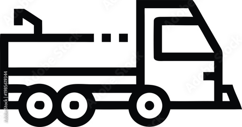Minimalist Line Icon of a Modern Tow Truck with a Crane and Flatbed