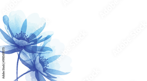Watercolor blue flowers