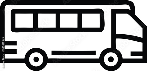 Minimalist outline style public transit shuttle bus for efficient passenger transportation service