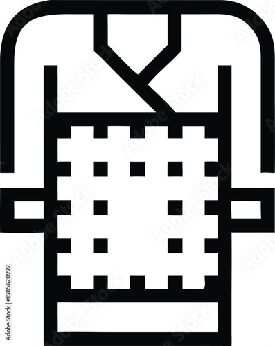 Medical gown or patient uniform with a patterned design representing healthcare attire